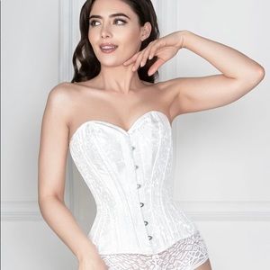 White Brocade Expert Waist Training Corset